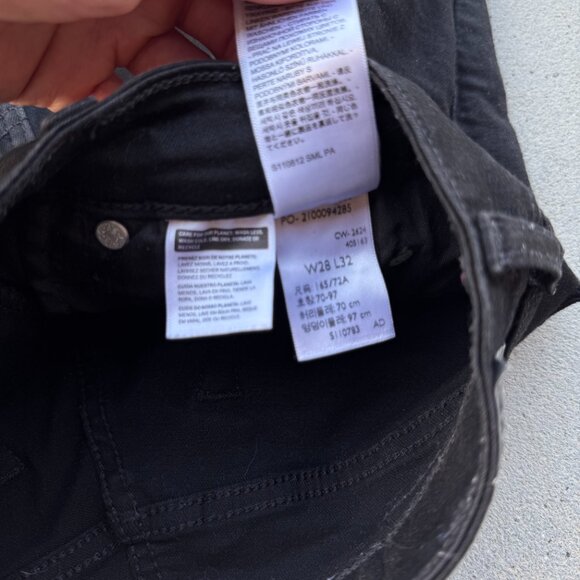 Levis 725 High Rise Bootcut Jeans Women 28 Black Stretch Denim Flare L32 - Picture 5 of 11